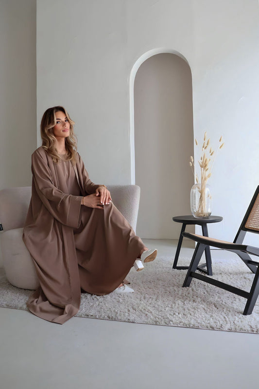 Abaya & kimono set taupe