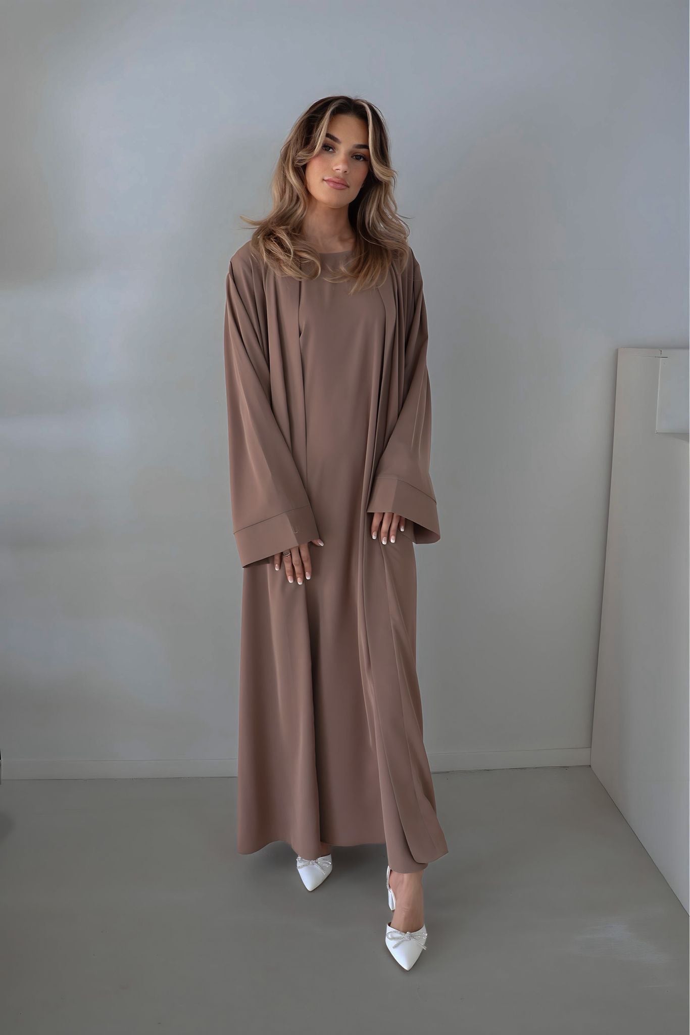 Abaya & kimono set taupe