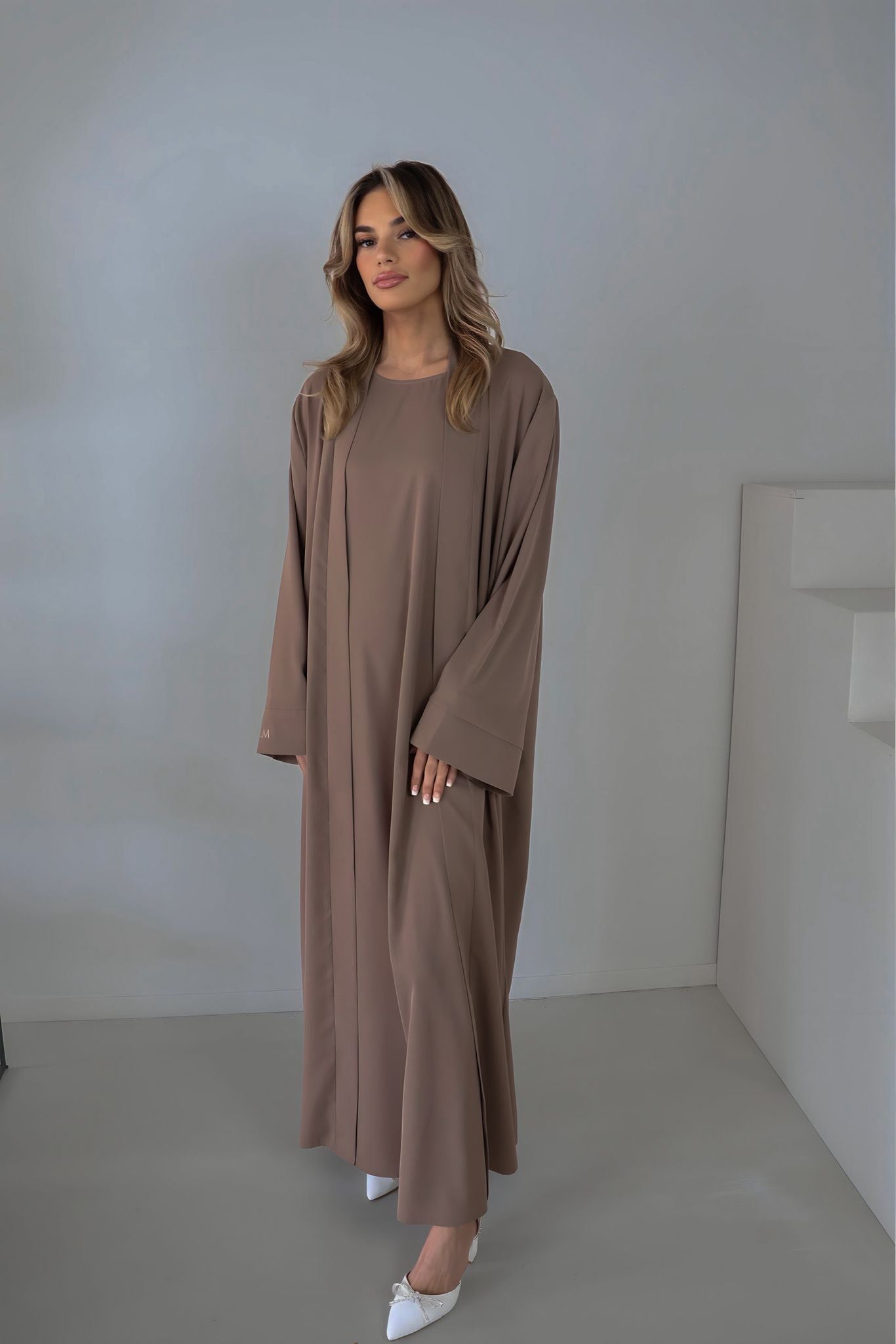 Abaya & kimono set taupe