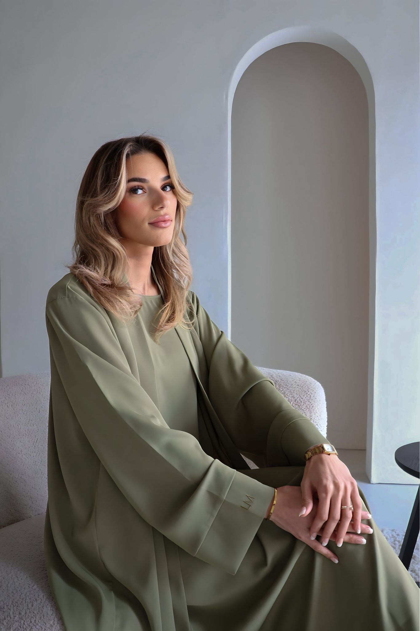 Abaya & kimono set sage green