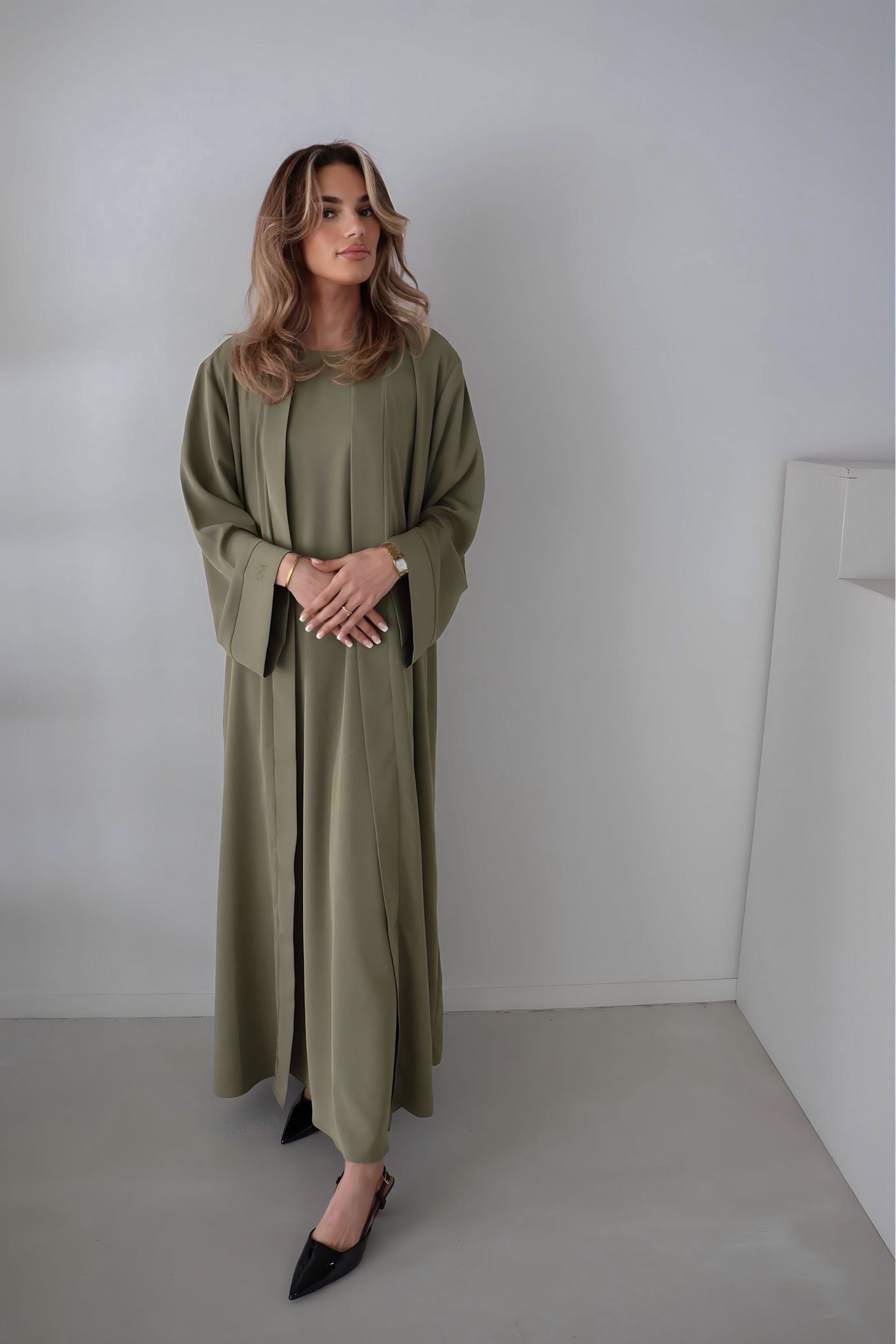 Abaya & kimono set sage green