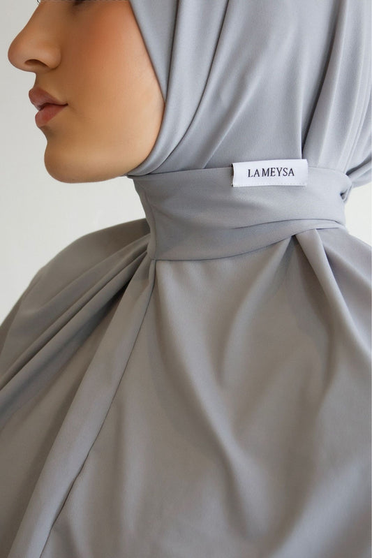 Instant hijab silver grey