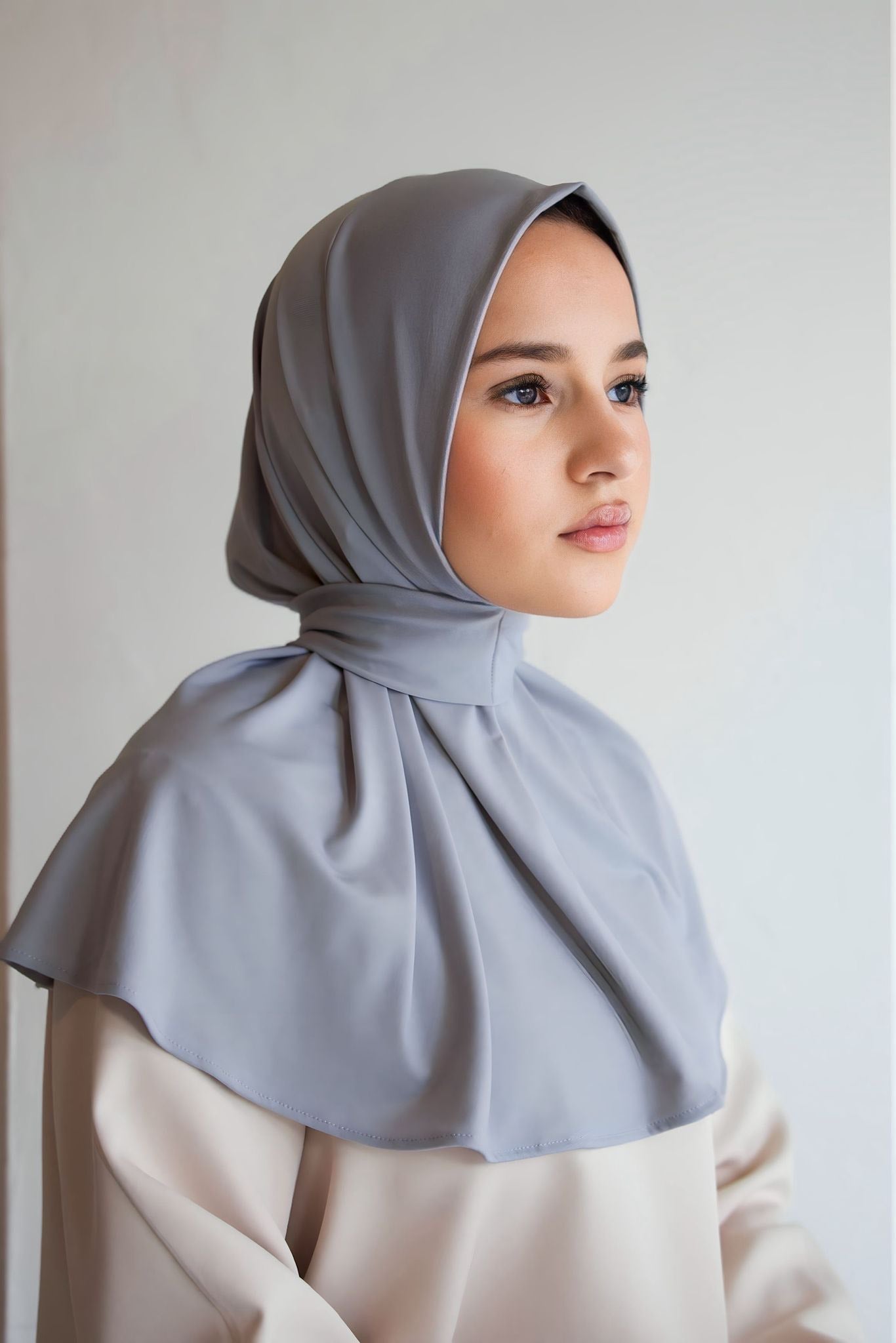 Instant hijab silver grey