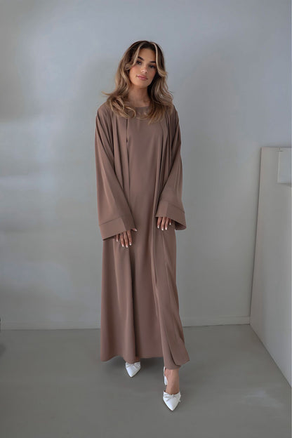 Abaya & kimono set taupe