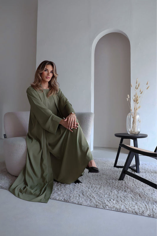 Abaya & kimono set sage green